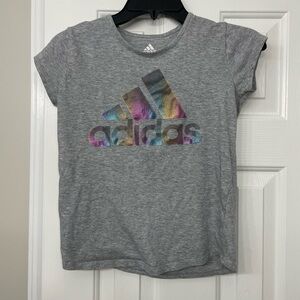 adidas Gray Short-Sleeve Tee with Iridescent Logo